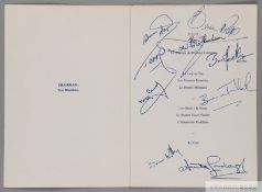 Autographed menu from the 1962 Daily Express Sportsman of the Year awards luncheon, held at the