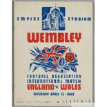 England v Wales signed programme dated 1940,