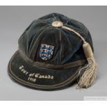Stanley Matthews' international cap for the Football Association Tour of Canada in 1950,