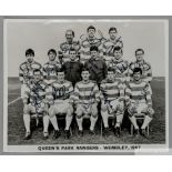 Queens Park Rangers 1967 League Cup Winners fully-autographed original b&w photograph,