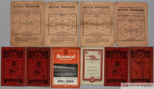 Ten Arsenal home match programmes from 1937 to 1952