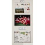 Liverpool European Cup Winners Rome 1984 photograph with two signed FDC's display,