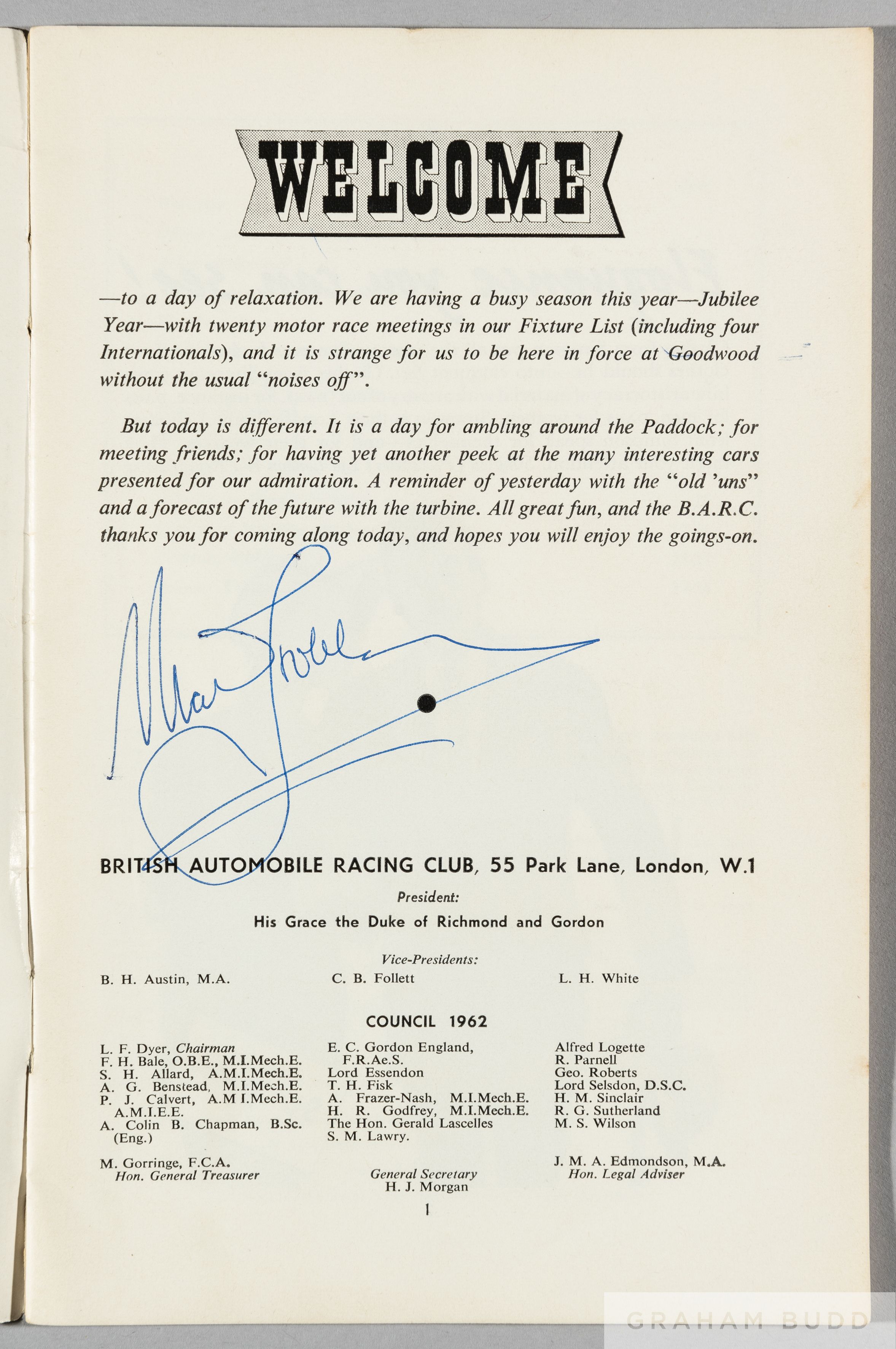 Donald Campbell signed Festival of Motoring souvenir programme, held at Goodwood on 14th July 1962, - Image 2 of 4