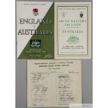 Australia to British Isles 1957-58 scarce Official Rugby Union autograph team sheet,