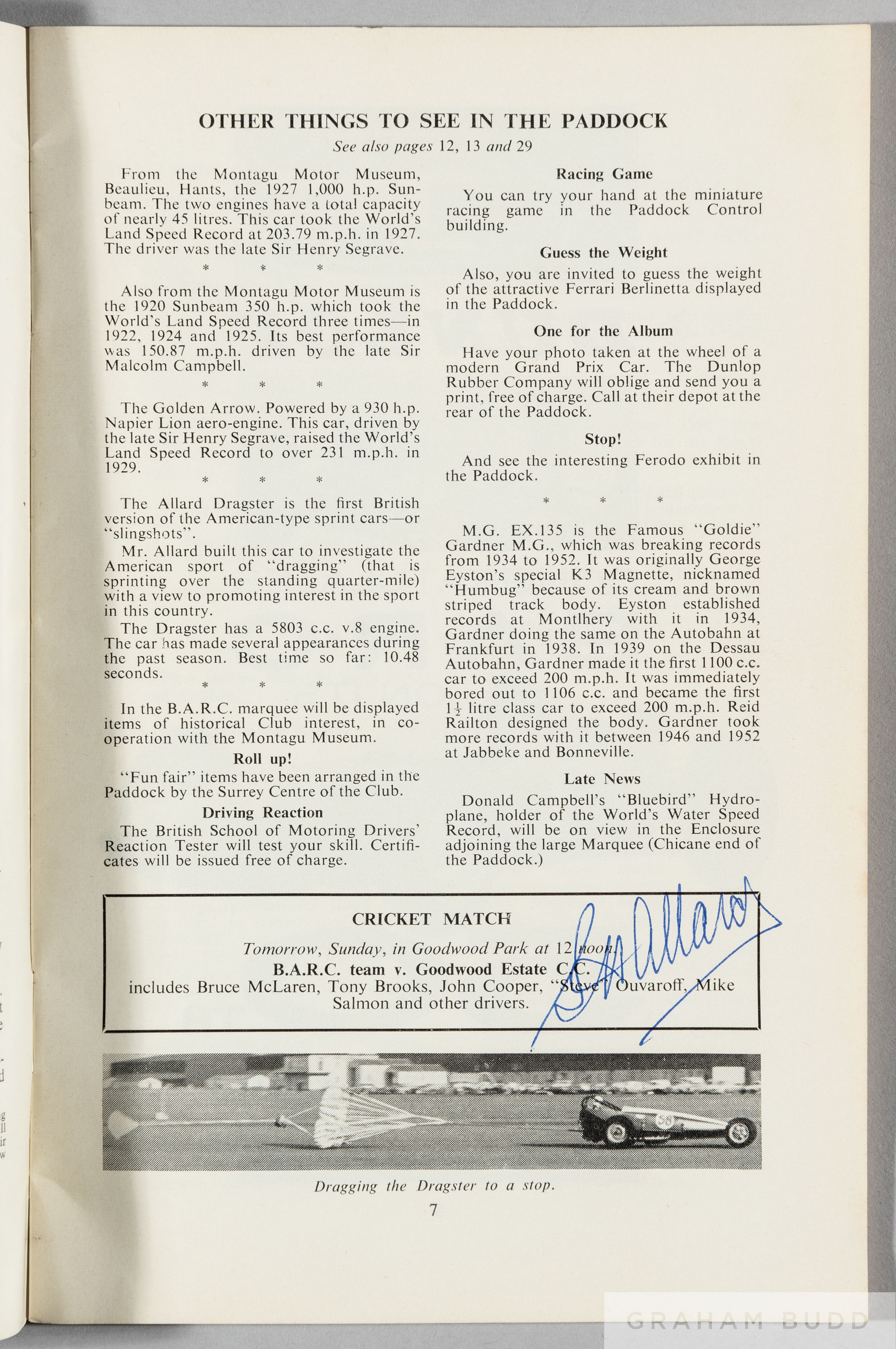 Donald Campbell signed Festival of Motoring souvenir programme, held at Goodwood on 14th July 1962, - Image 3 of 4