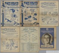Four Chelsea v. Arsenal home match programmes, 1933-1944