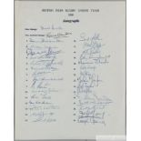 Signed autograph page of the British Isles rugby union team tour to South Africa in 1968,