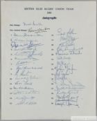 Signed autograph page of the British Isles rugby union team tour to South Africa in 1968,