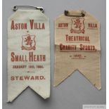 Two Aston Villa Steward's ribbons,