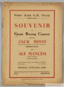 Jack Hood v. Alf Mancini Welterweight Championship of Great Britain programme, 1928