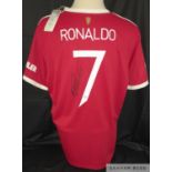 Cristiano Ronaldo signed Manchester United 2021-22 home jersey,