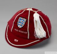 A red England v West Germany International Cap, 1978