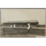 Woolwich Arsenal v Manchester United black and white postcard 1907