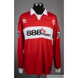 Jimmy Floyd Hasselbaink red No.18 Middlesborough long-sleeved jersey, 2004-05