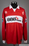 Jimmy Floyd Hasselbaink red No.18 Middlesborough long-sleeved jersey, 2004-05