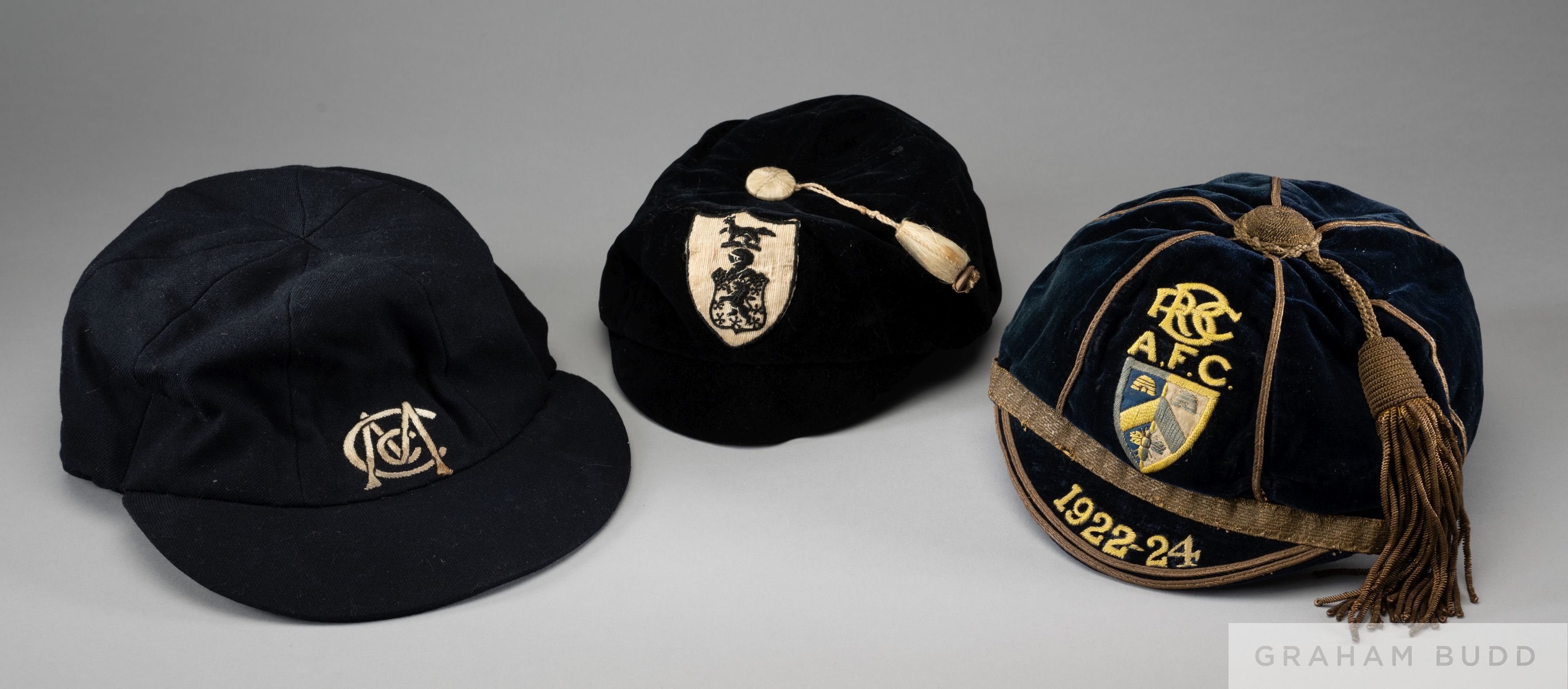 Two representative caps, one dated 1922-24 and MCC cap