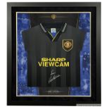 Manchester United Eric Cantona signed & framed black away retro jersey