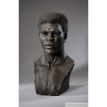 Bronzed resin profile bust of Muhammad Ali, bearing DRS inscribed artists medallion,