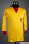 Yellow ASG Vorwarts Leipzig no.13 home jersey, circa 1970s, Festricot, long-sleeved with club