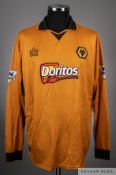 Paul Ince old gold and black No.8 Wolverhampton Wanderers long-sleeved jersey, 2002-04
