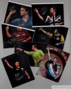 Darts: seven players large original 16 by 12in. autographed display photographs, comprising: