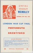 Portsmouth v. Brentford, War Cup Final programme 1942