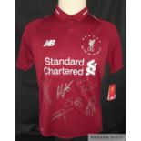 Liverpool team signed Liverpool 2018-19 Champions League winning season home jersey,