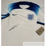 England: Harry Kane, captain signed England 2022 World Cup white shirt,