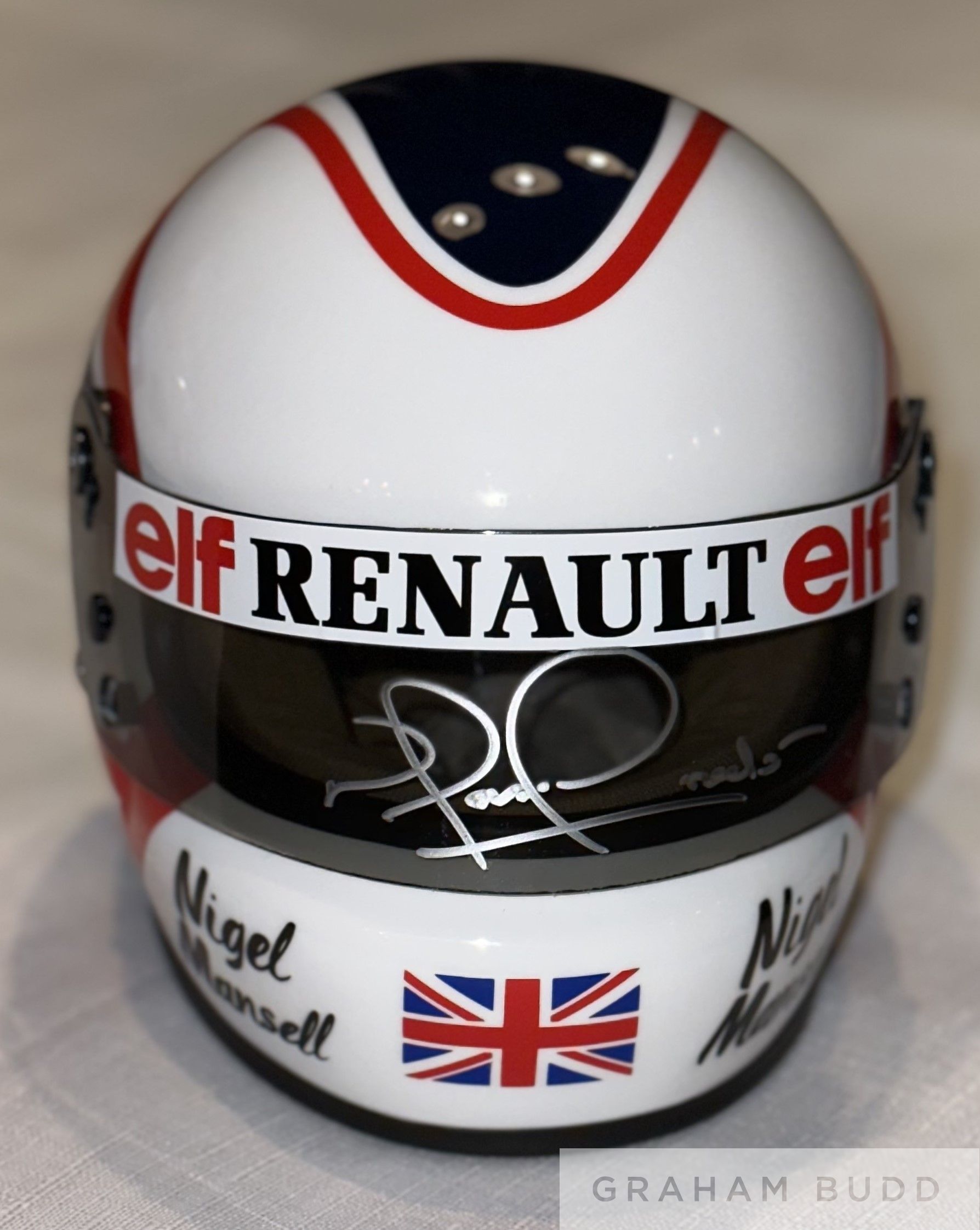 Nigel Mansell (UK) signed 1983 helmet (1:2 scale)