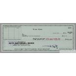 Mark Spitz, nine-time Olympic Swimming Gold medal winner, rare original signed personal cheque