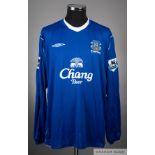 Duncan Ferguson blue No.10 Everton long-sleeved jersey, 2004-05