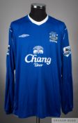 Duncan Ferguson blue No.10 Everton long-sleeved jersey, 2004-05