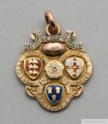 A 9ct gold and enamel Rugby League Challenge Cup Medal, 1898-99