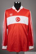 Red and white No.5 Adidas Turkey away jersey from 1987