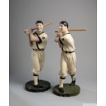 Two 20th Century plaster baseball figures in Washington Senators outfits