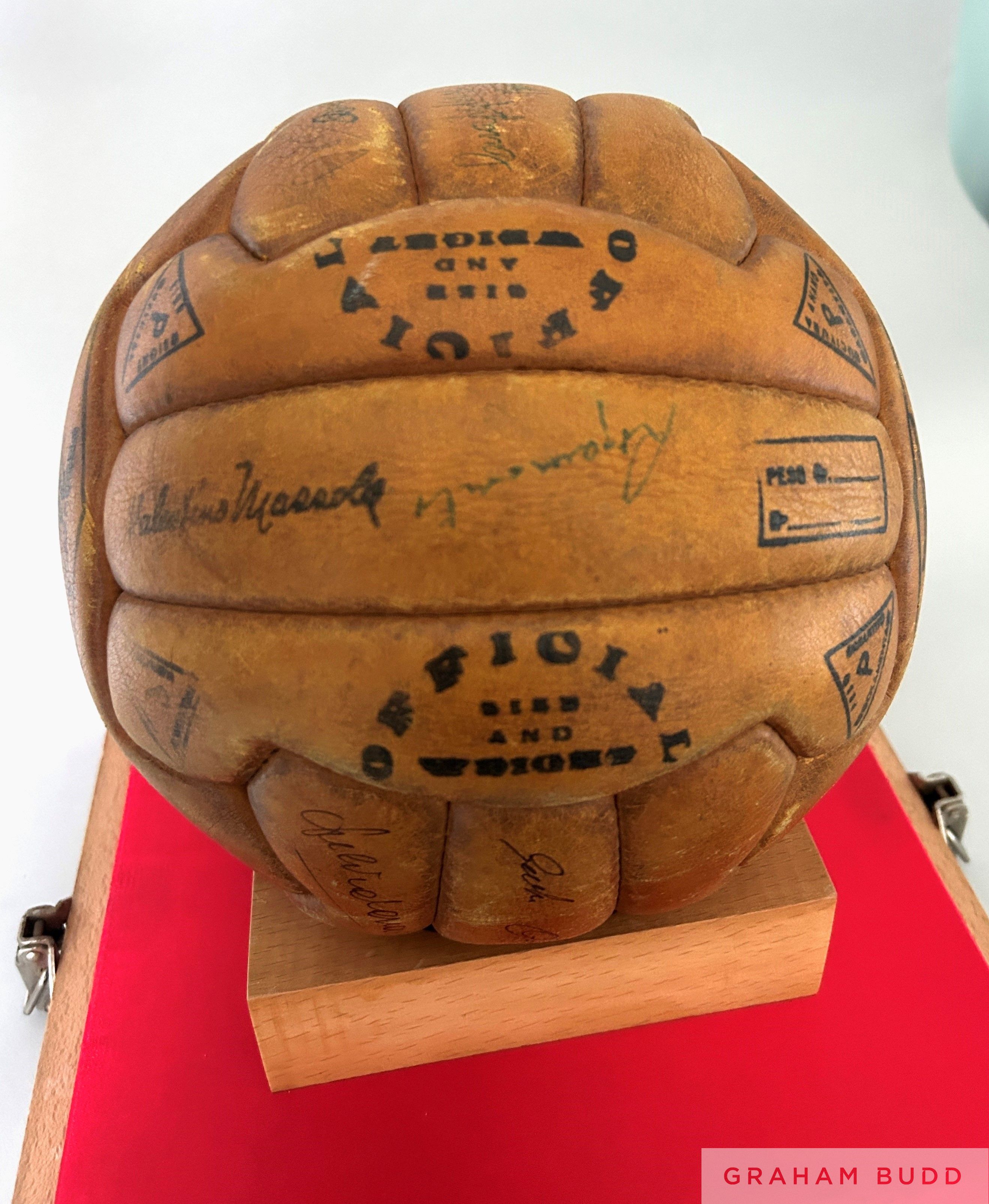 ITALY v. ENGLAND 16/5/48: a Mazzola brown leather football used in the 1948 International match - Image 4 of 9