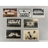 Four Tottenham Hotspur black and white team line-up postcards