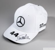 Lewis Hamilton signed white Mercedes AMG Petronas Motorsport cap