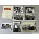 Collection of dinner menu, postcards and photographs from England player Frank Soo,