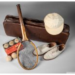 Lawn Tennis Victorian leather case, circa 1900,