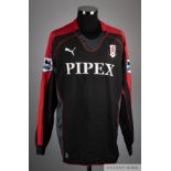 Antti Niemi red and black No.29 Fulham long sleeved goalkeeper shirt, 2007-08