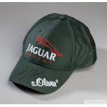 Eddie Irvine signed green, white and red Jaguar Racing F1 cap