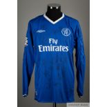 Juan Sebastian Veron blue and white No.20 Chelsea Champions League long-sleeved shirt, 2003-04