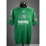 Jon Busch green No.18 San Jose Earthquakes match worn goalkeepers short-sleeved shirt, 2010-11