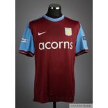 James Collins claret and blue No.29 Aston Villa F.A. Cup match worn short-sleeved shirt, 2009-10