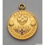 9ct gold and enamel Barclays Division 4 Winners medal, 1988-89