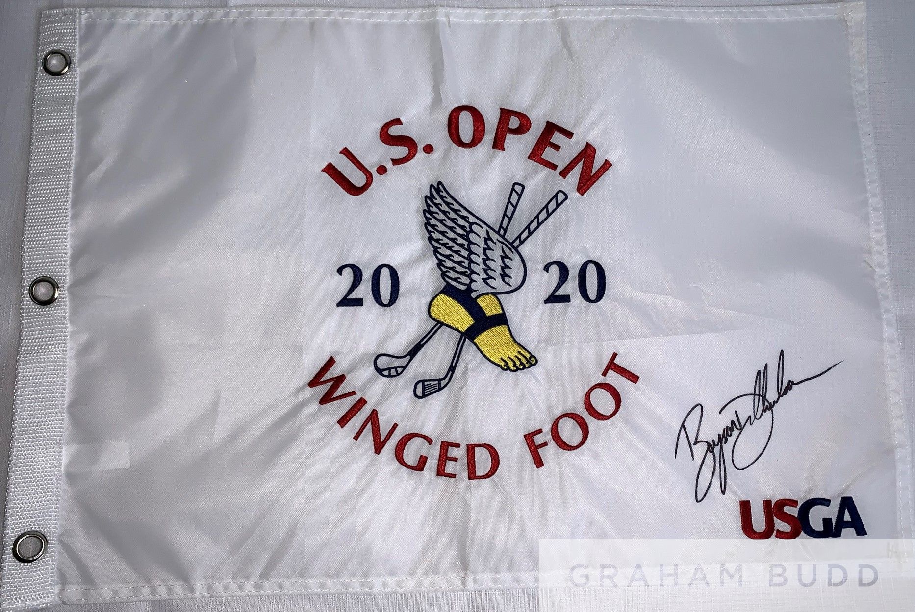 Bryson DeChambeau (USA, 2020 US Open Winner) signed Golf Flag, U.S. Open – 2020 – Winged Foot,