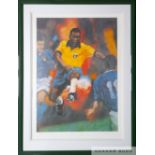 Limited edition signed Pele print, original by C M Dudash a named American artist,