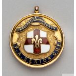 Reuben Chambers 9ct gold and enamel 1926-27 Lincolnshire County Senior Cup Winners medal