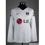 Simon Davies signed white No.25 Fulham long sleeved shirt, 2008-09